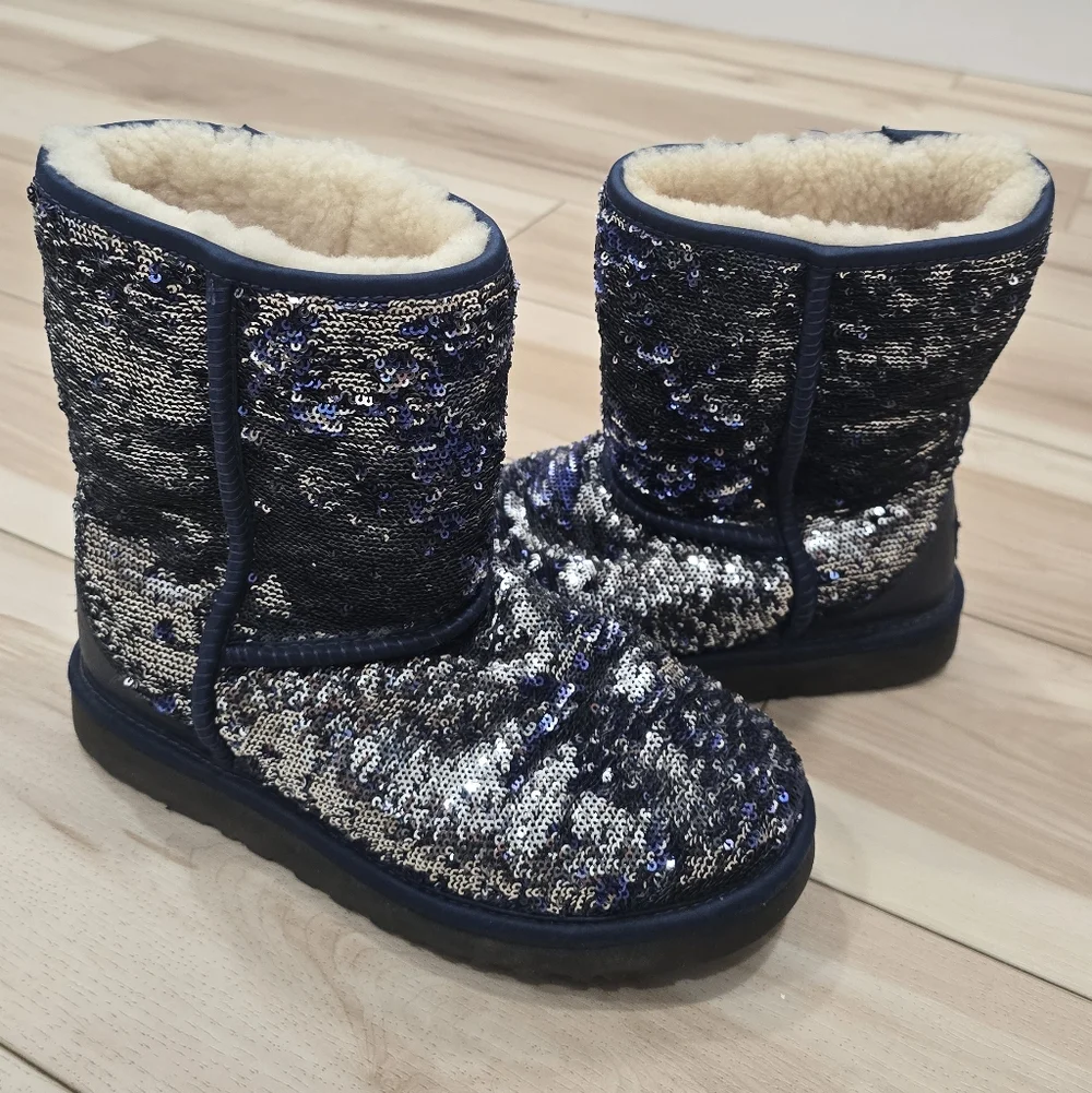 UGG Australia Classic Short Boots Blue Sequin Y2K